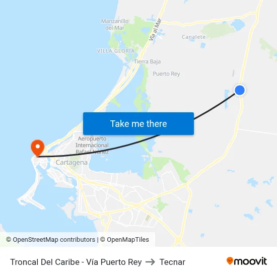 Troncal Del Caribe - Vía Puerto Rey to Tecnar map