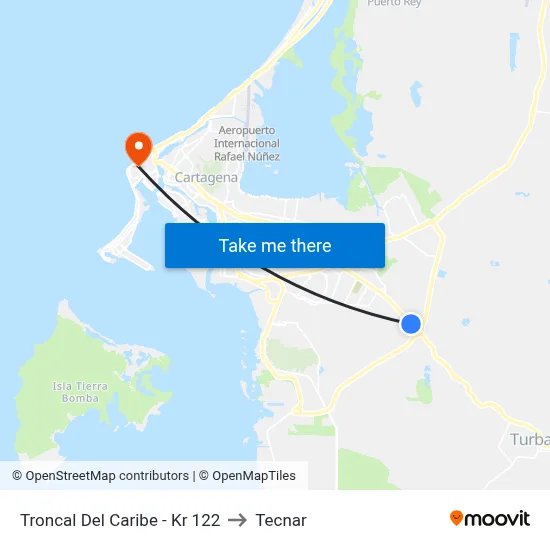 Troncal Del Caribe - Kr 122 to Tecnar map