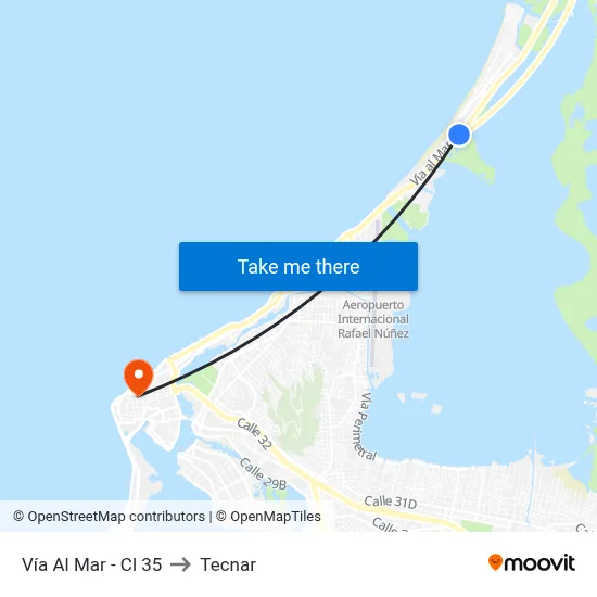 Vía Al Mar - Cl 35 to Tecnar map