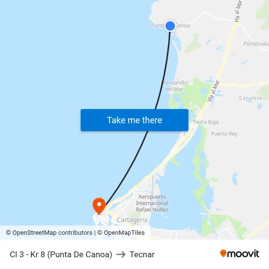 Cl 3 - Kr 8 (Punta De Canoa) to Tecnar map