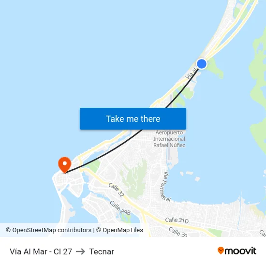 Vía Al Mar - Cl 27 to Tecnar map