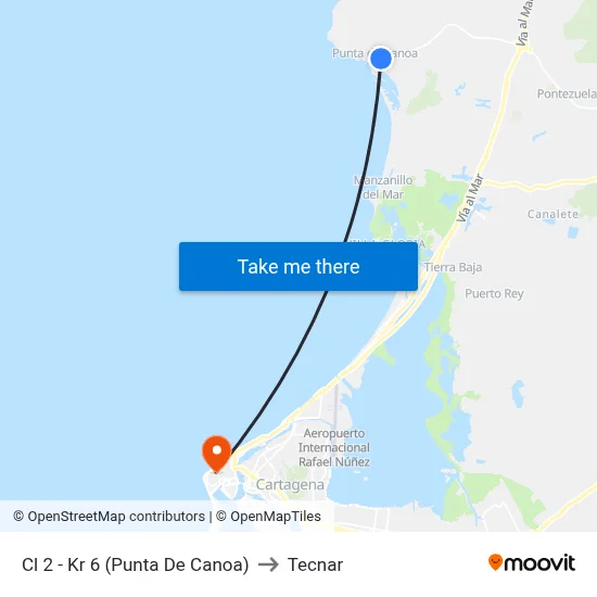 Cl 2 - Kr 6 (Punta De Canoa) to Tecnar map