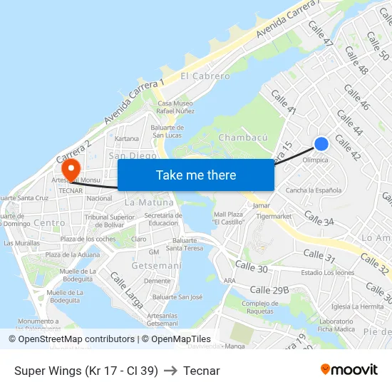 Super Wings (Kr 17 - Cl 39) to Tecnar map
