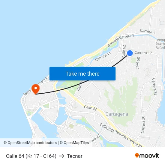 Calle 64 (Kr 17 - Cl 64) to Tecnar map