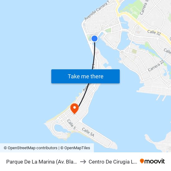 Parque De La Marina (Av. Blas De Lezo - Kr 1) to Centro De Cirugia Laser Ocular map
