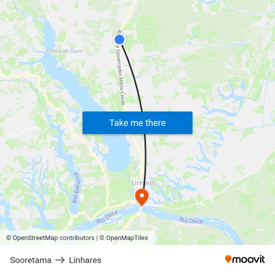 Sooretama to Linhares map