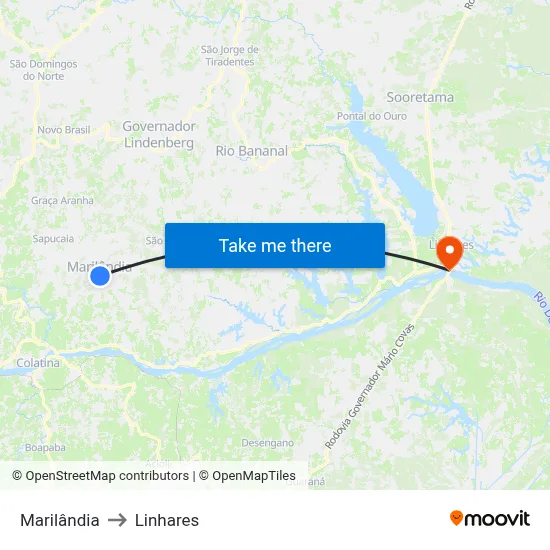 Marilândia to Linhares map