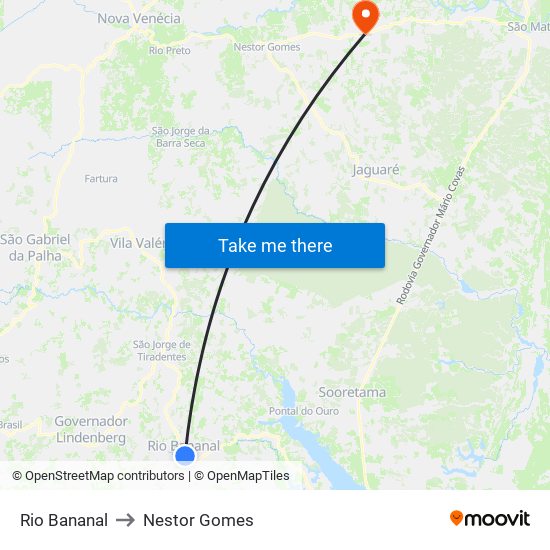 Rio Bananal to Nestor Gomes map