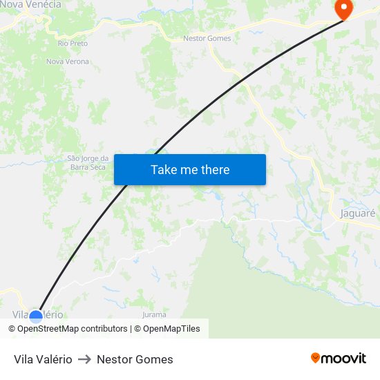 Vila Valério to Nestor Gomes map