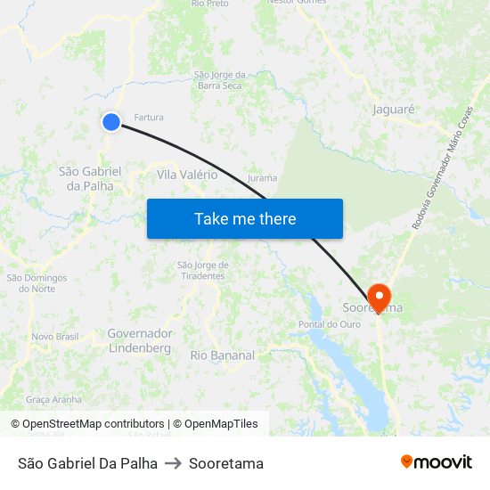 São Gabriel Da Palha to Sooretama map