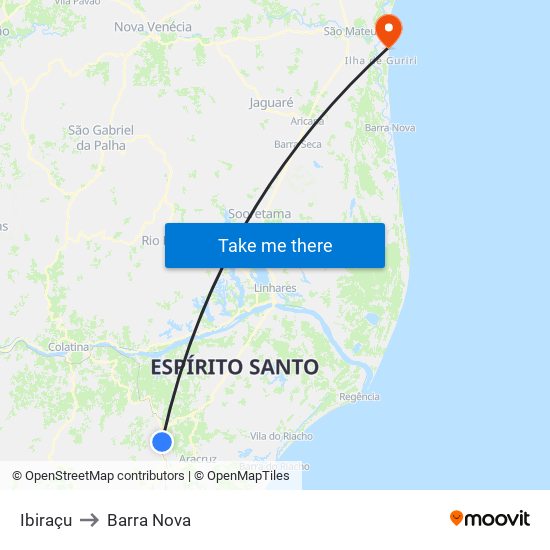 Ibiraçu to Barra Nova map