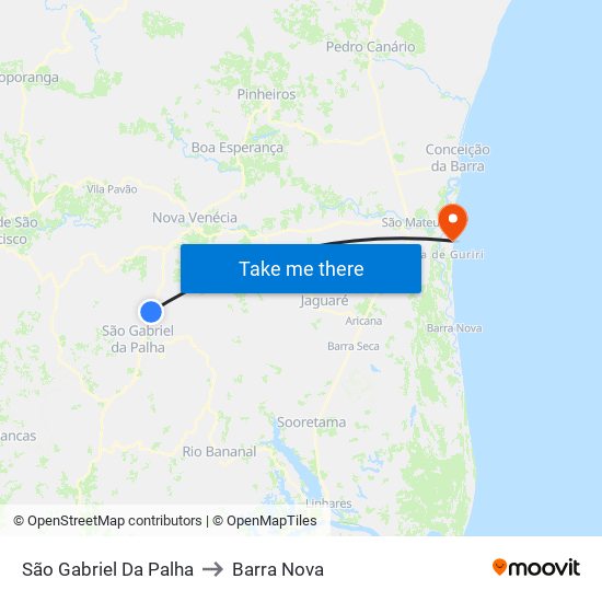 São Gabriel Da Palha to Barra Nova map