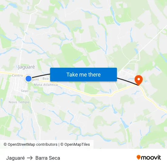 Jaguaré to Barra Seca map