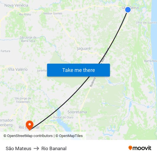 São Mateus to Rio Bananal map