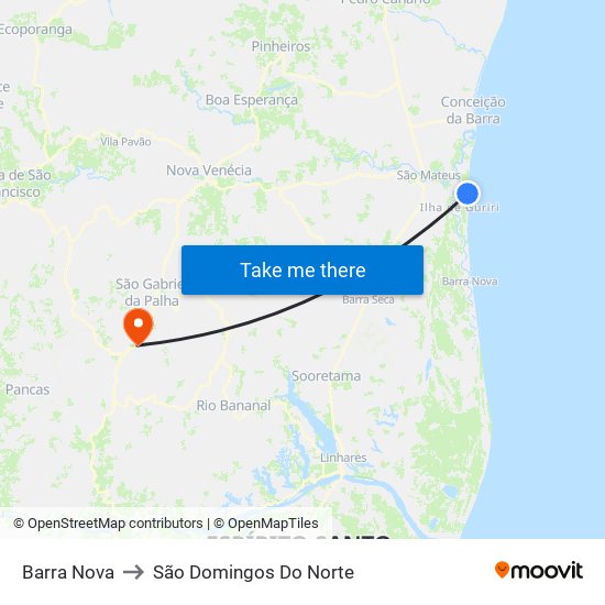 Barra Nova to São Domingos Do Norte map