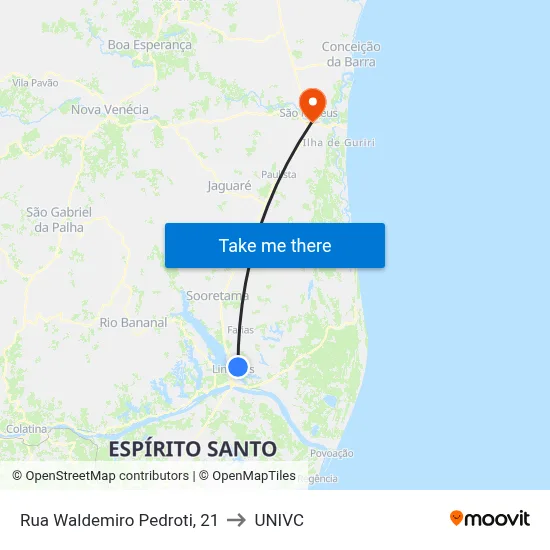 Rua Waldemiro Pedroti, 21 to UNIVC map