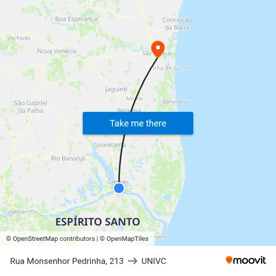 Rua Monsenhor Pedrinha, 213 to UNIVC map