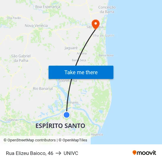 Rua Elizeu Baioco, 46 to UNIVC map