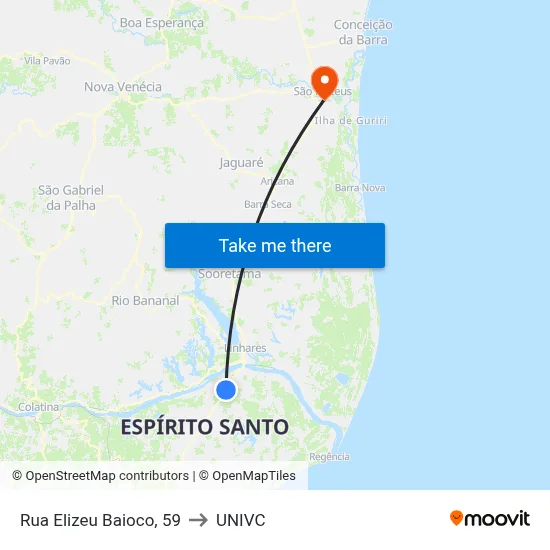 Rua Elizeu Baioco, 59 to UNIVC map