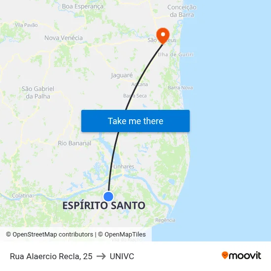 Rua Alaercio Recla, 25 to UNIVC map