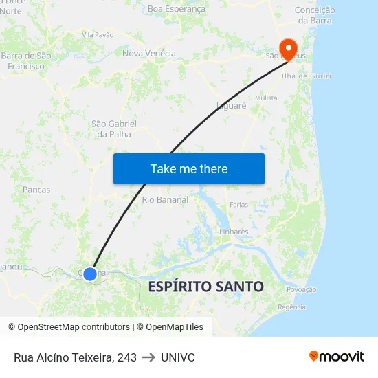 Rua Alcíno Teixeira, 243 to UNIVC map