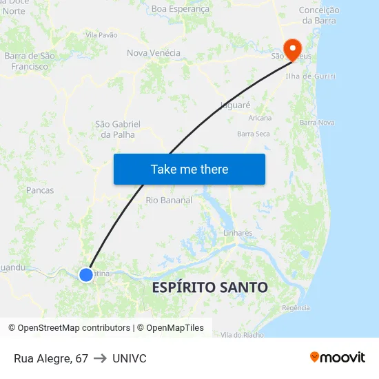 Rua Alegre, 67 to UNIVC map