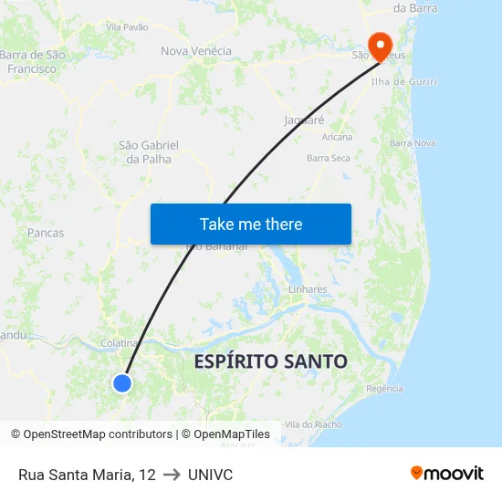 Rua Santa Maria, 12 to UNIVC map