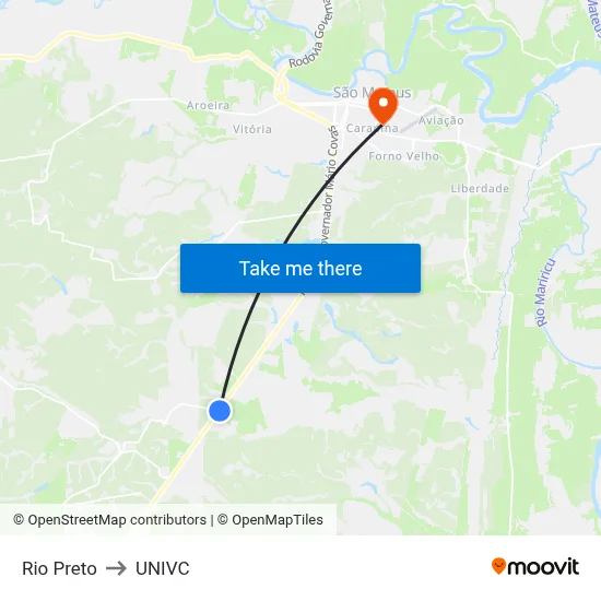 Rio Preto to UNIVC map