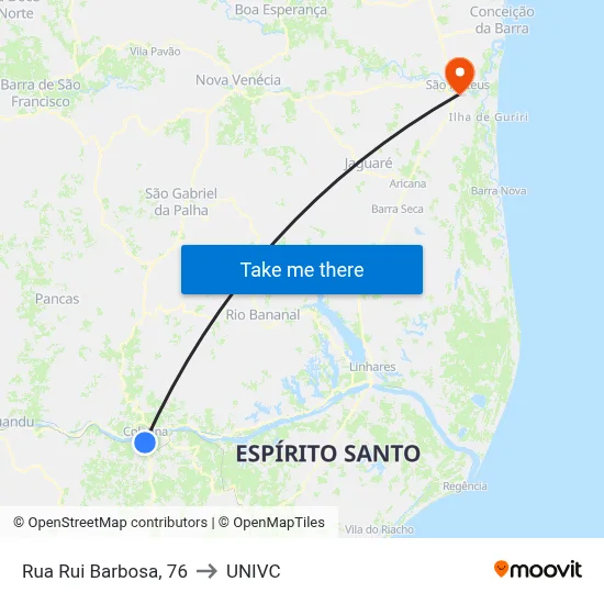 Rua Rui Barbosa, 76 to UNIVC map