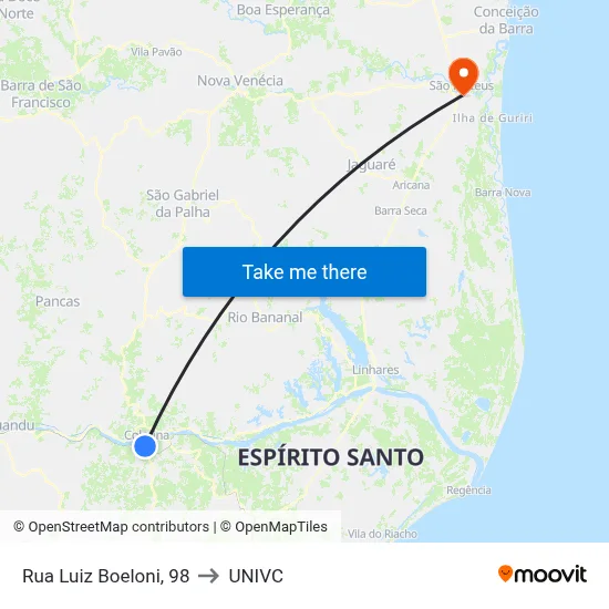 Rua Luiz Boeloni, 98 to UNIVC map