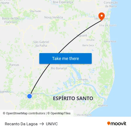 Recanto Da Lagoa to UNIVC map