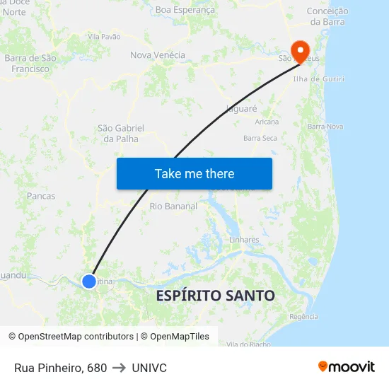 Rua Pinheiro, 680 to UNIVC map