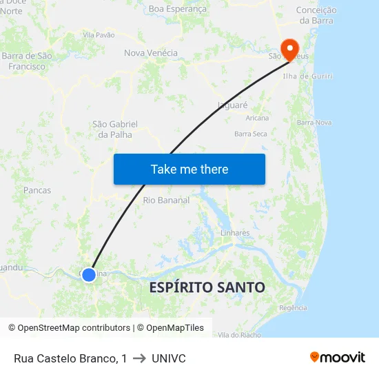 Rua Castelo Branco, 1 to UNIVC map