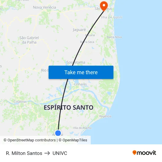 R. Milton Santos to UNIVC map