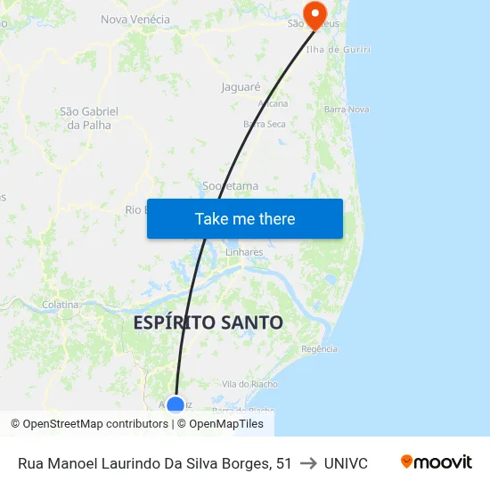 Rua Manoel Laurindo Da Silva Borges, 51 to UNIVC map