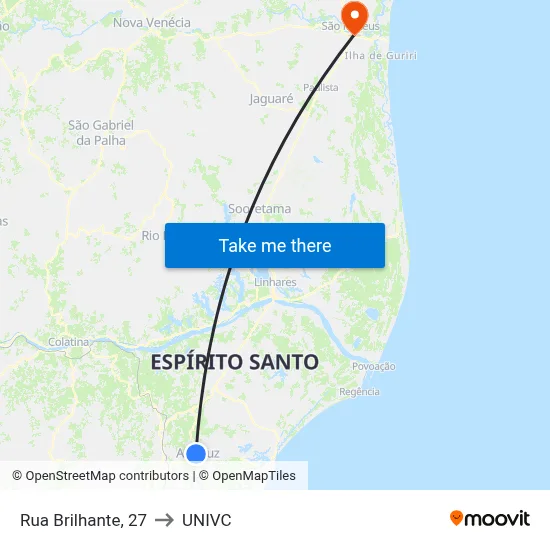 Rua Brilhante, 27 to UNIVC map