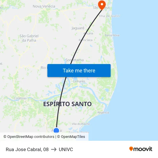 Rua Jose Cabral, 08 to UNIVC map