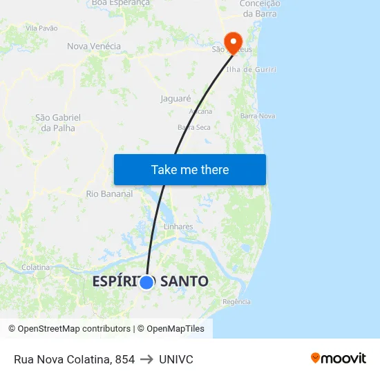 Rua Nova Colatina, 854 to UNIVC map