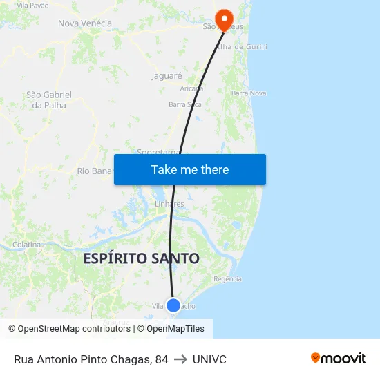 Rua Antonio Pinto Chagas, 84 to UNIVC map