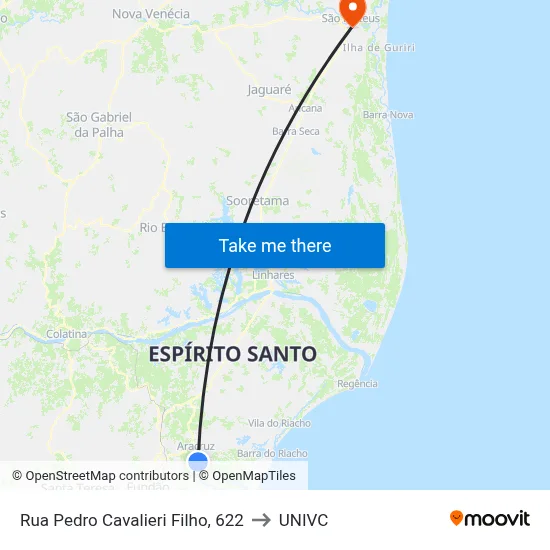 Rua Pedro Cavalieri Filho, 622 to UNIVC map