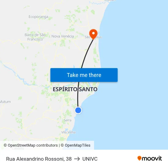 Rua Alexandrino Rossoni, 38 to UNIVC map