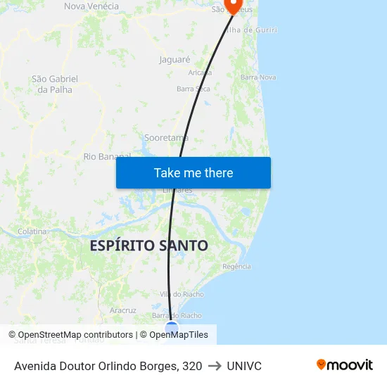 Avenida Doutor Orlindo Borges, 320 to UNIVC map