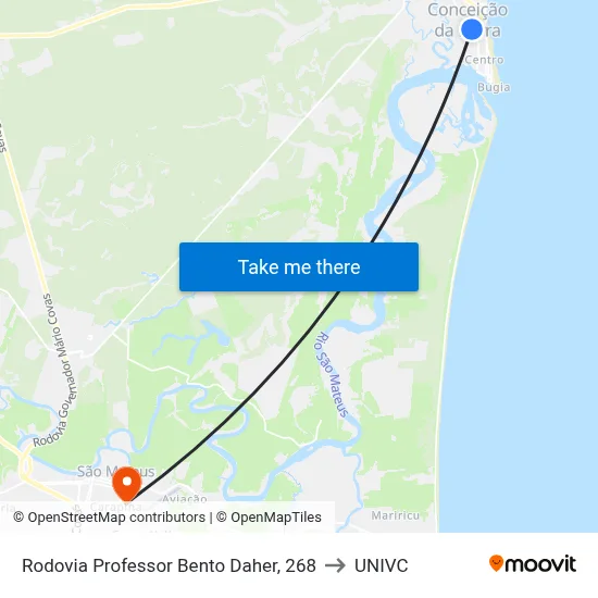 Rodovia Professor Bento Daher, 268 to UNIVC map