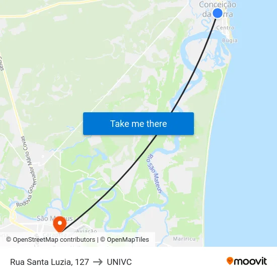 Rua Santa Luzia, 127 to UNIVC map