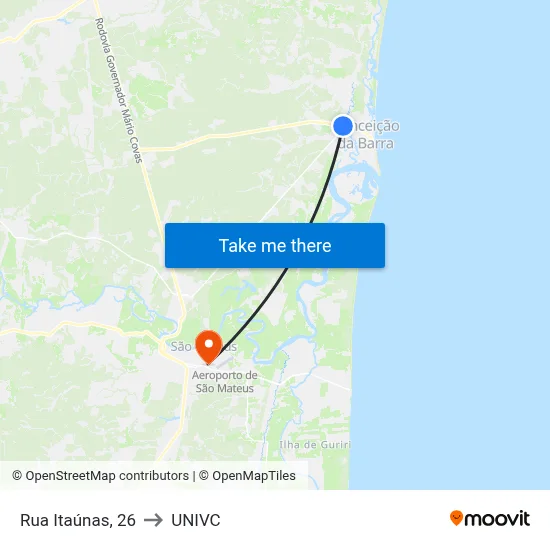 Rua Itaúnas, 26 to UNIVC map