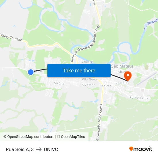 Rua Seis A, 3 to UNIVC map