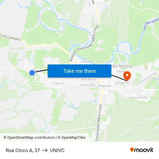 Rua Cinco A, 37 to UNIVC map