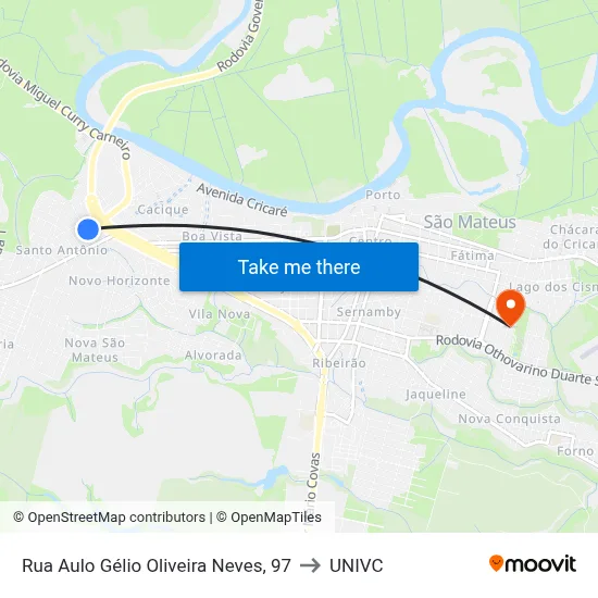 Rua Aulo Gélio Oliveira Neves, 97 to UNIVC map