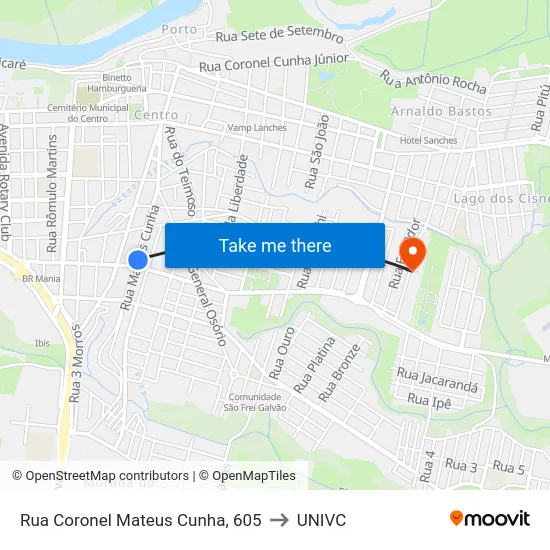 Rua Coronel Mateus Cunha, 605 to UNIVC map