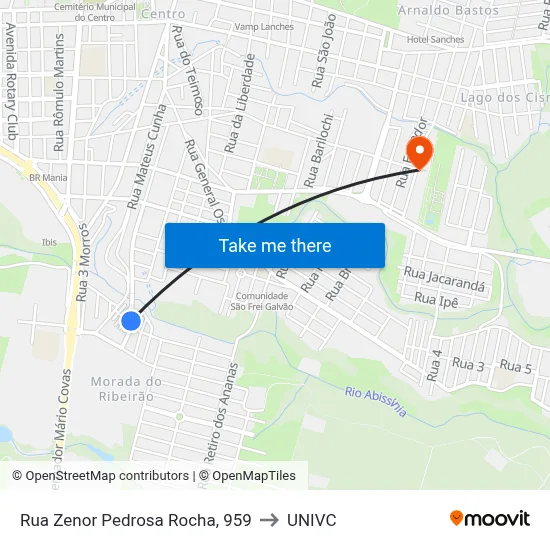 Rua Zenor Pedrosa Rocha, 959 to UNIVC map